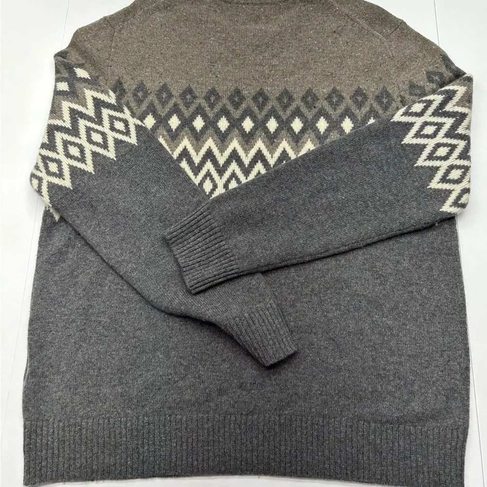 Banana Republic Gray/ Brown Crewneck Sweater Italian Yarn Wool Blend Fairisle